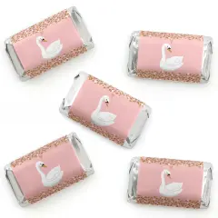 Big Dot of Happiness Swan Soiree - Mini Candy Bar Wrapper Stickers - White Swan Baby Shower or Birthday Party Small Favors - 40 Count