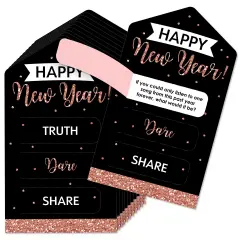 Big Dot of Happiness Rose Gold Happy New Year - New Years Eve Party Game Pickle Cards - Truth, Dare, Share Pull Tabs - Set of 12
