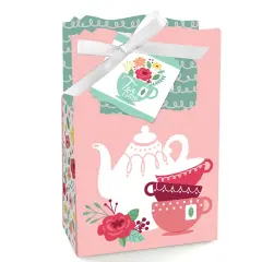 Big Dot of Happiness Floral Let's Par-Tea - Garden Tea Party Favor Boxes - Set of 12