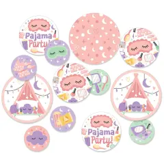 Big Dot of Happiness Pajama Slumber Party - Girls Sleepover Birthday Party Giant Circle Confetti - Party Decorations - Large Confetti 27 Count