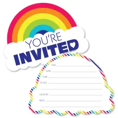 Big Dot of Happiness Love is Love - Pride - Shaped Fill-In Invitations - Rainbow Party Invitation Cards with Envelopes - Set of 12
