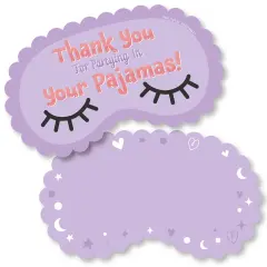 Big Dot of Happiness Pajama Slumber Party - Shaped Thank You Cards - Girls Sleepover Birthday Party Thank You Note Cards with Envelopes - Set of 12