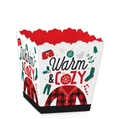 Big Dot of Happiness Christmas Pajamas - Party Mini Favor Boxes - Holiday Plaid PJ Party Treat Candy Boxes - Set of 12