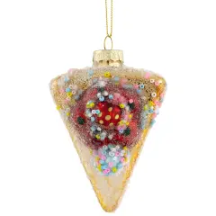 Northlight 3" Double Layer Slice of Cake Glass Christmas Ornament Gold