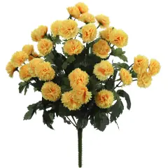 Yellow 18" Mum Bush with 11 Flowers - Sunlit Realistic Faux Mums for DIY Wedding Bouquets, Radiant Centerpieces, and Vibrant Home Decor