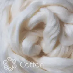 2oz Egyptian Cotton Fiber: Natural Undyed Combed Top Roving, Dyeing, Spinning, Blending, Felting, Weaving. Plant Based, Eco Friendly, Vegan White