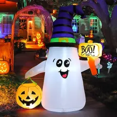 5FT Inflatable Halloween Cute Ghost with Pumpkin Blow Up Inflatables Halloween Outdoor Yard Decoration