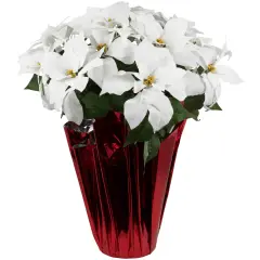 Northlight Artificial Christmas Poinsettia in Wrapped Base - 26" - White