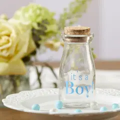 3.8 oz. Printed Vintage Milk Bottle Favor Jar - It's a Boy Blue (Set of 12)-New