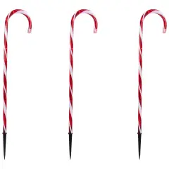 Northlight Lighted Twinkle Candy Cane Christmas Outdoor Pathway Markers - 26" - Set of 3 Red