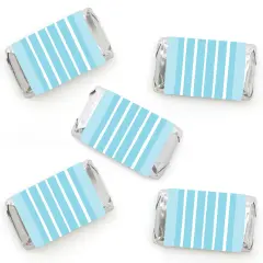 Big Dot of Happiness Blue Stripes - Mini Candy Bar Wrapper Stickers - Simple Party Small Favors - 40 Count