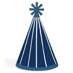 Big Dot of Happiness Navy Stripes - Cone Happy Birthday Party Hats for Kids and Adults - Set of 8 (Standard Size)