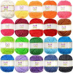 20 Acrylic Yarn Skeins - 438 Yards Multicolored Yarn in Total &ndash; Great Crochet and Knitting Starter Kit for Colorful Craft &ndash; Assorted Colors