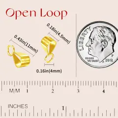 5 Pieces 14K Gold Bails for Pendants Clasp with Open Loop,925 Sterling Silver Jewelry Bails for Pendants Slider Connectors for Necklace Jewelry Making Made in Italy