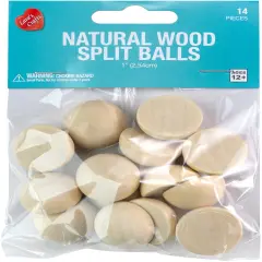 CousinDIY Split Ball Wood Beads 14/Pkg-Natural 1"