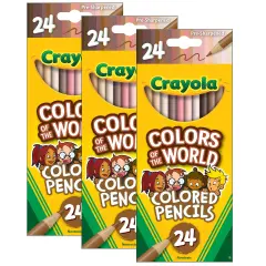Colors of the World Colored Pencils, 24 Per Pack, 3 Packs