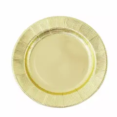 25 GOLD 8" Metallic Round Paper Salad DINNER PLATES Textured Rim