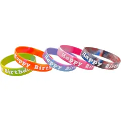 Tie-Dye Happy Birthday Wristbands, 10 Per Pack, 6 Packs