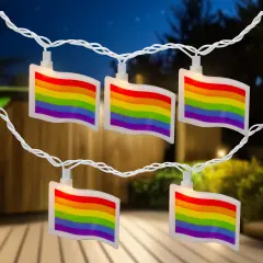 Northlight Pride Rainbow Flag Patio Light Set - 7.5' White Wire - 10ct Multi