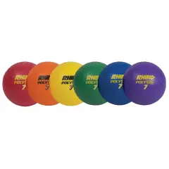 Rhino&reg; Poly 7" Playground Ball Set, Assorted Colors, Set of 6