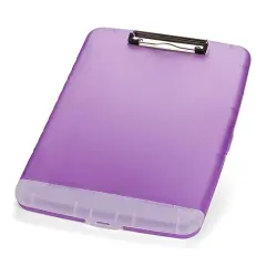 Slim Clipboard with Storage Box, Low Profile Clip & Storage Compartment, Purple
