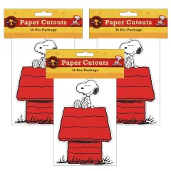 Snoopy&reg; on Dog House Paper Cut Outs, 36 Per Pack, 3 Packs