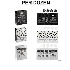 7 1/2" x 9" Medium Faith Graduation Paper Gift Bags with Tag - 12 Pc.