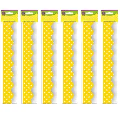 Yellow Mini Polka Dots Border Trim, 35 Feet Per Pack, 6 Packs