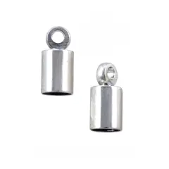 End Cap with Loop 4mm Silver Color (Package of 2)