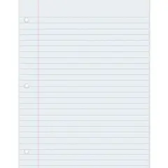 Composition Paper, White, 3-Hole Punched, Red Margin, 0.375" Ruled, 8-1/2" x 11", 500 Sheets Per Pack, 2 Packs
