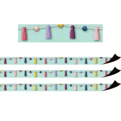 Oh Happy Day Pom-Poms and Tassels Magnetic Border, 24 Feet Per Pack, 3 Packs