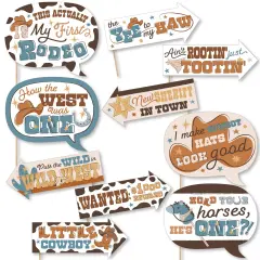 Big Dot of Happiness Funny My First Rodeo - Little Cowboy 1st Birthday Party Photo Booth Props Kit - 10 Piece