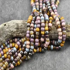 2/0 Aged Tulip Picasso Mix Seed Beads (21' Strand)