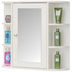 Fully Assembled and Ready for Installation Multifunctional White Wall Mount Medicine Cabinet with 4 Adjustable Inner Shelves and 6 Outer Shelves - Perfect as Bathroom Organizers and Storage