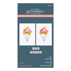 Spellbinders BetterPress Press Plate & Die Set-Happy Hooray Balloons Registration