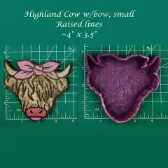 Highland cow with Bow Silicone Freshie Mold - small, raised lines