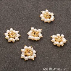 Tiny Cluster Gemstone Pendant, Natural Small Beads Charm, 12mm, Gold Plated DIY Jewelry, GemMartUSA (50364)