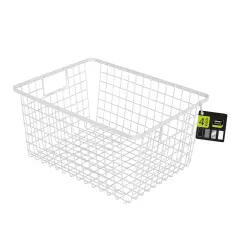 Smart Design Nestable Basket Organizer with Handles - Steel - 9 x 12 x 6 - White - Set of 4