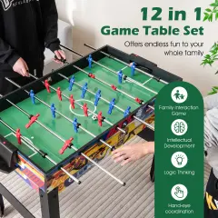 12-in-1 Combo Game Table Set With Foosball Air Hockey Pool Chess And Ping Pong