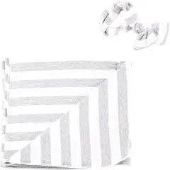 FabricLA Baby's Coming Home Swaddle Wrap | Blanket and Headband - 2 Pieces Set Grey stripes