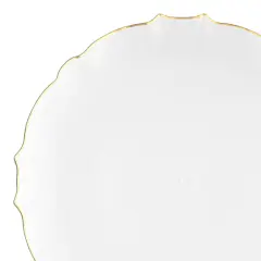 Clear with Gold Rim Round Lotus Plastic Dinner Plates - 10.25" (120 Plates)