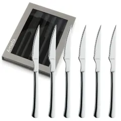 Amefa Chuletero Steak Knives, Set of 6 Micro Serrated Edge 4 Inch Blade