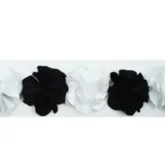10 yards of Satin Look Flower Fabric Trim | 10 yard cut Black/ White