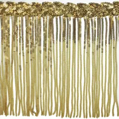 5 Yards of Blame Sequined Leaf Vine Fringe | 5 yard cut Gold