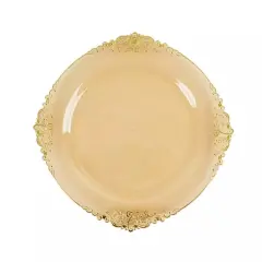 10 TRANSPARENT GOLD 10" Round Plastic Salad Dinner PLATES