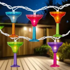 Northlight Margarita Glass Indoor Outdoor Patio Light Set - 9' White Wire - 10ct Multi