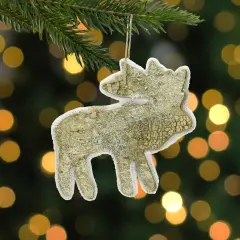 Gallerie II 5.25" Caribou Reindeer Silhouette Glittered Wood Christmas Ornament Brown