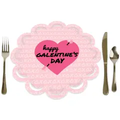 Big Dot of Happiness Be My Galentine - Galentine's & Valentine's Day Party Round Table Decorations - Paper Chargers - Place Setting For 12