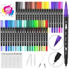 40 Color Brush Pens Set, Kids Adults Artist Fine Point Marker Pens, Watercolor Pens for Lettering, Drawing, Journaling, Note taking, Writing