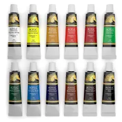 Acrylic Paint Set - 12 x 12ml Tubes - Lightfast - Heavy Body
